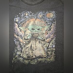 XL Mens Star Wars Black T-Shirt with Baby Yoda Graphic - Used